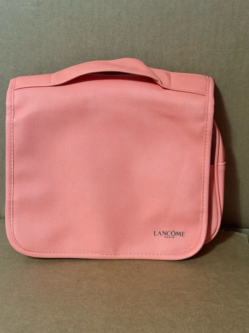 Lancome Coral Pink Travel Cosmetic Case with Top Handle